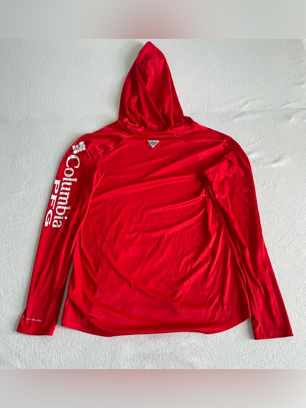 Columbia PFG Omni-Shade Men's Large Red Hooded UV Fishing Hoodie Pullover